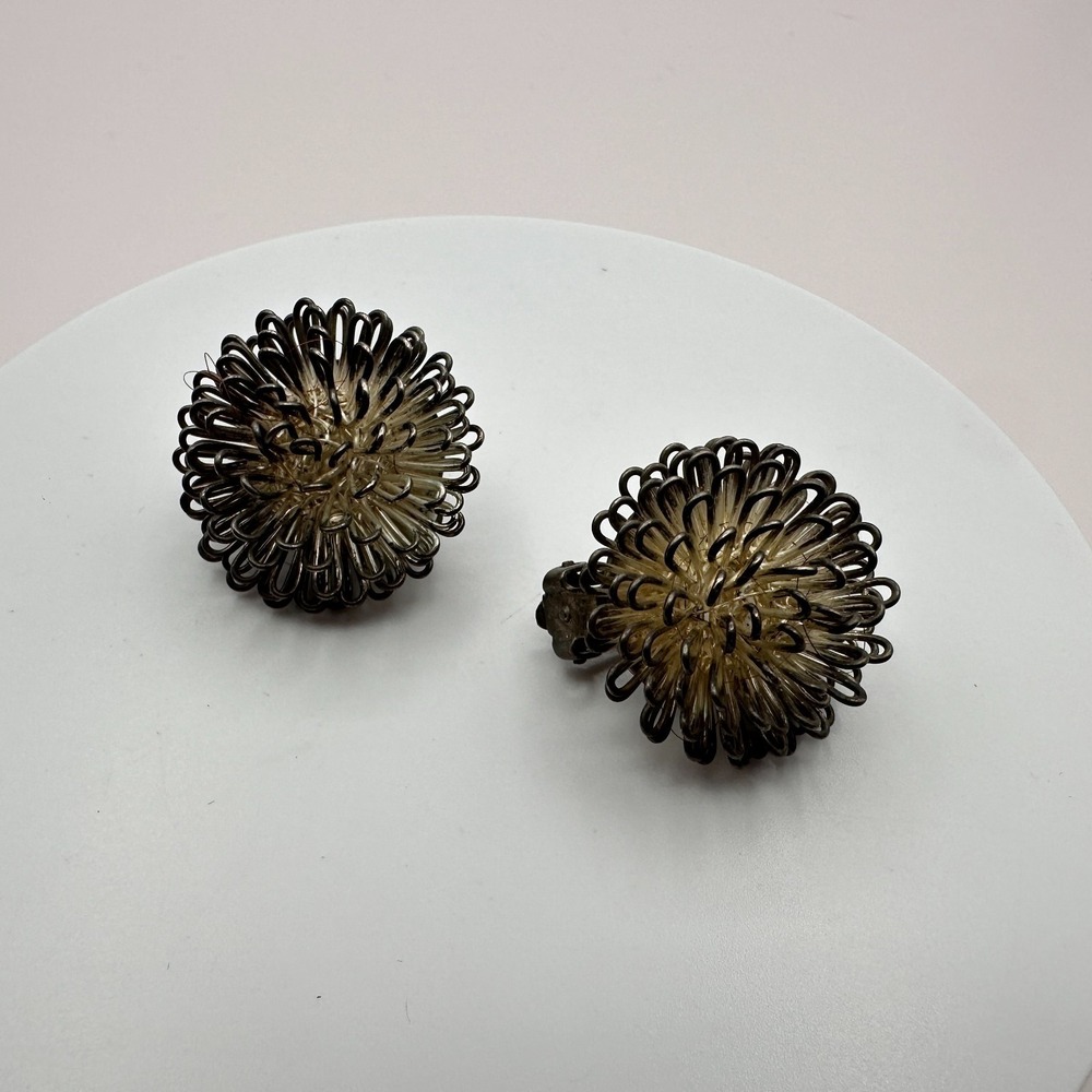Vintage 80s Silver Tone Wire Loop Orb Earrings - Classic Women's Jewelry